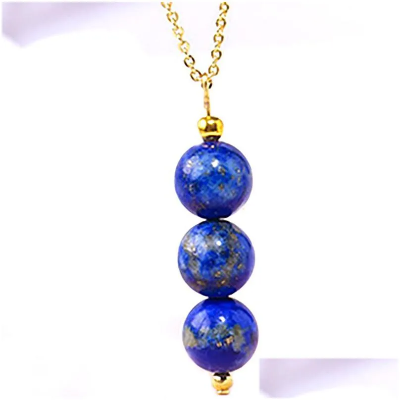 Pendant Necklaces Natural Stone Crystal Round Beads Pendant Necklace Candy Color Beaded Diy Jewelry Drop Delivery Jewelry Necklaces Pe Dh2Fv