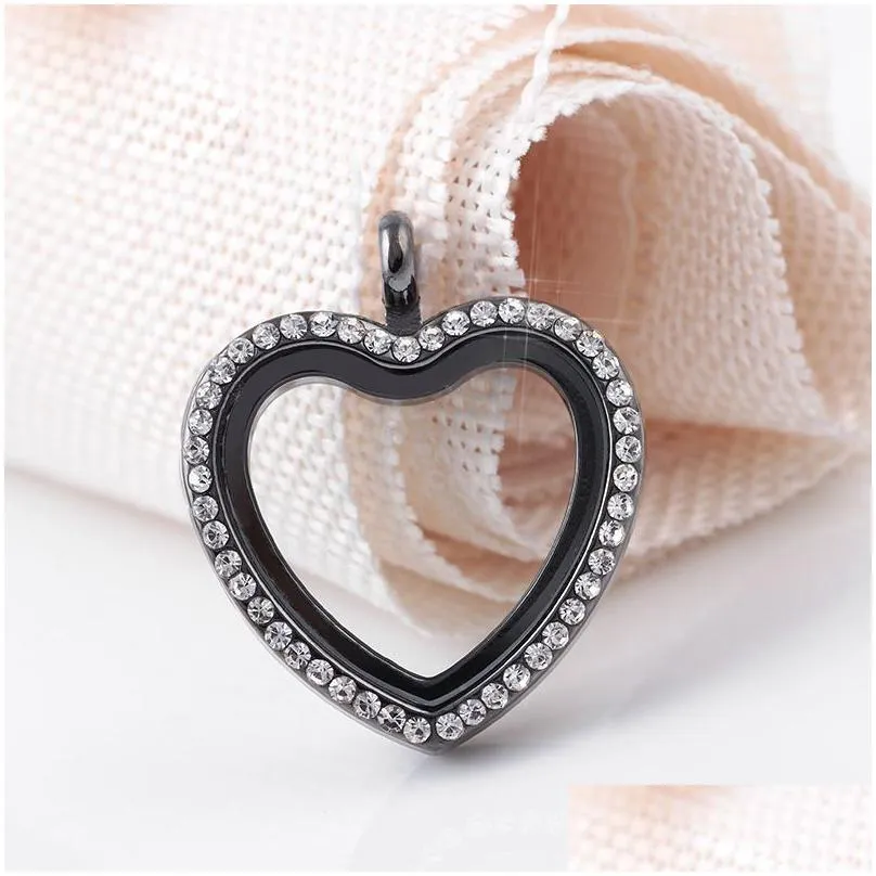 Lockets Cute Heart Magnetic Floating Locket Pendant Glass Living Memory Jewelry Necklace Diy Charm Hip Hop Drop Delivery Jewelry Neckl Dhy8O