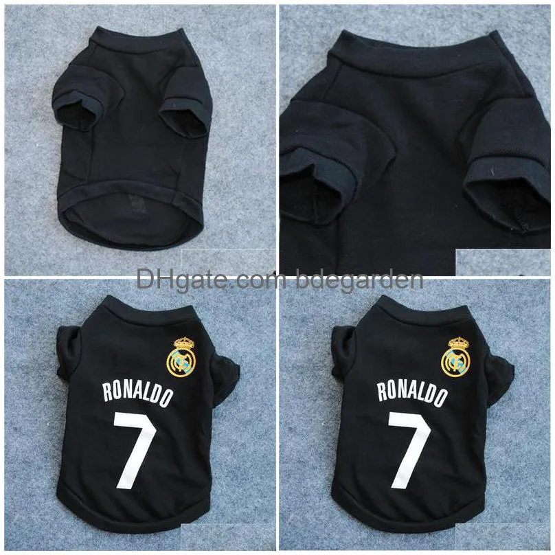 Sublimation Blanks Dog Apparel Spring Autumn Pet Dogs T-Shirt Black Portugal Football Shirt Team Ronaldo Drop Delivery Dh2Hx