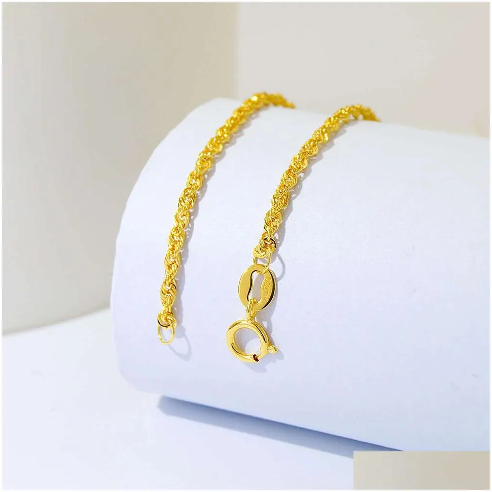 Gold Chain Designs for Ladies Au750 18carat 1.5mm Wholesale 18k Solid Gold Rope Chain for Necklace