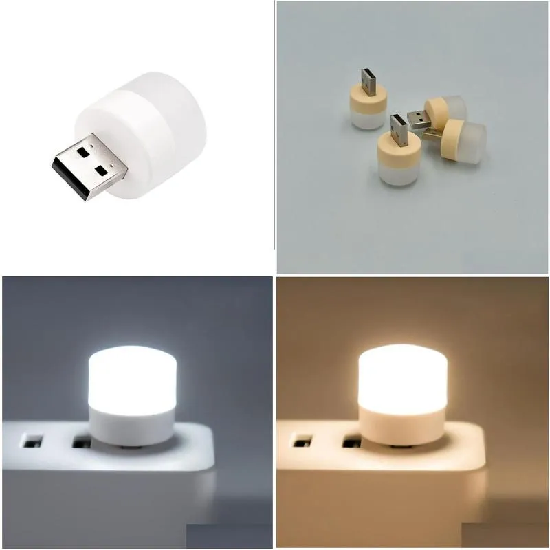 USB Gadgets Plug Lamp Computer Mobile Power Charging Book Lamps LED Eye Protection Reading Light Small Round Night Light