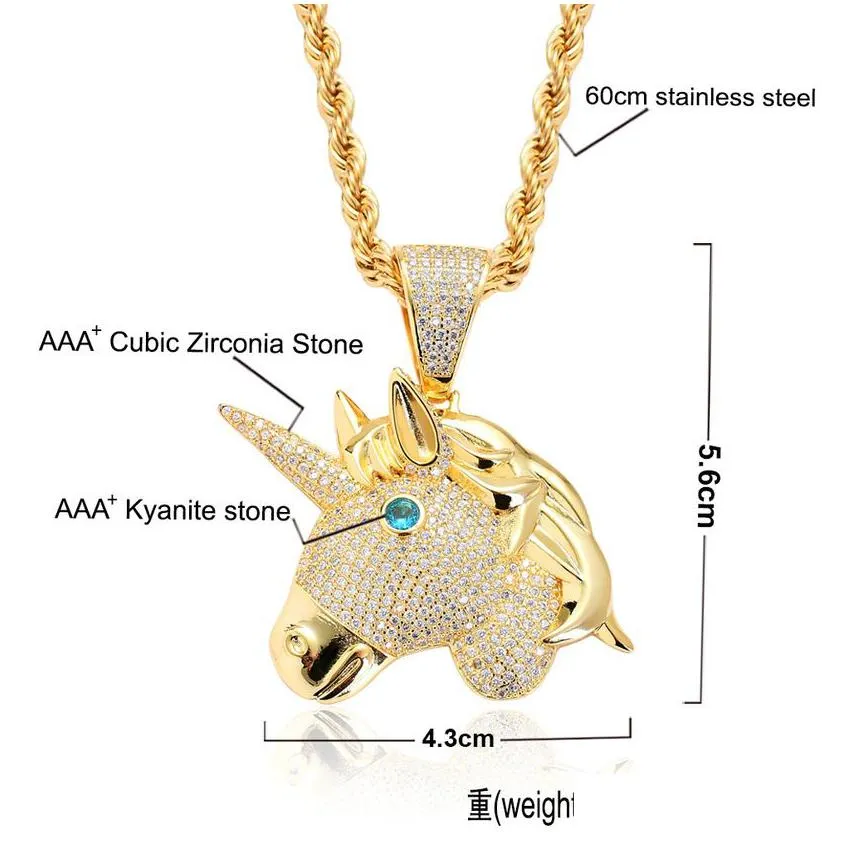 Pendant Necklaces Bling 18K Gold Animal Necklace Jewelry Set Copper Diamond Cubic Zirconia Owl Spider Shark Dinosaur Pendant Dhgarden Dhokn