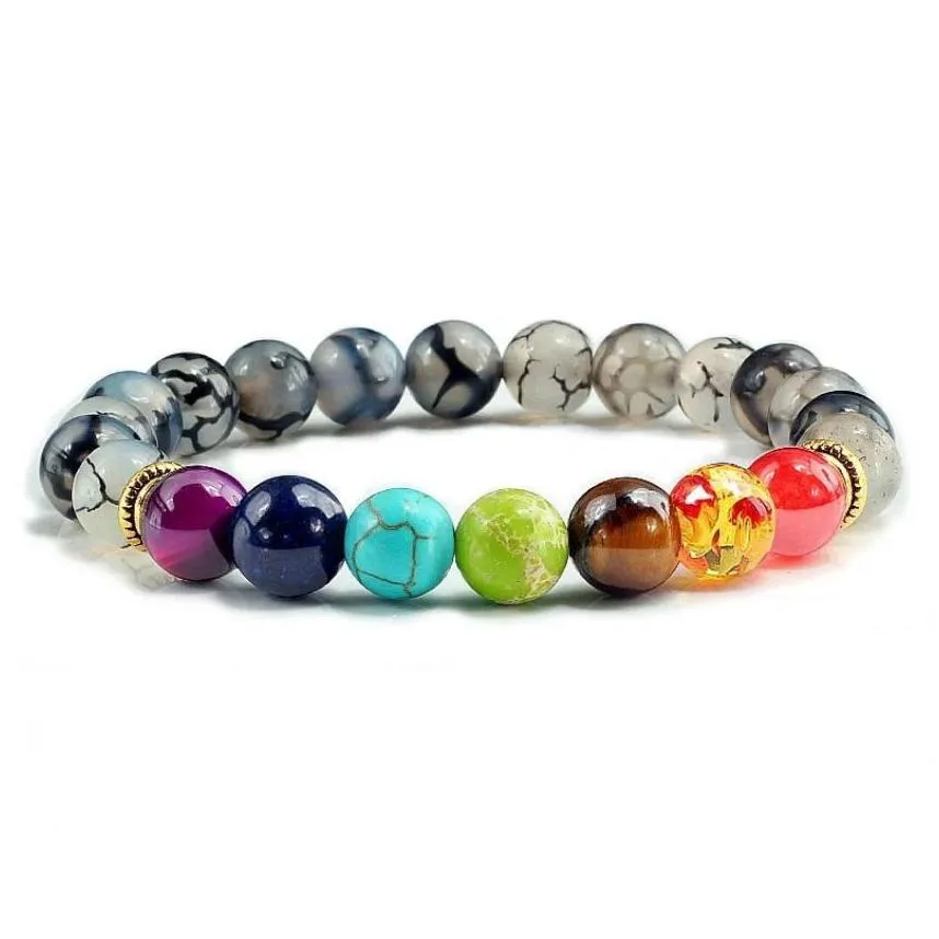 yoga 7 chakras stone beads bracelet strand women men healing energy stone yoga tiger eye howlite bracelets fashion jewelry