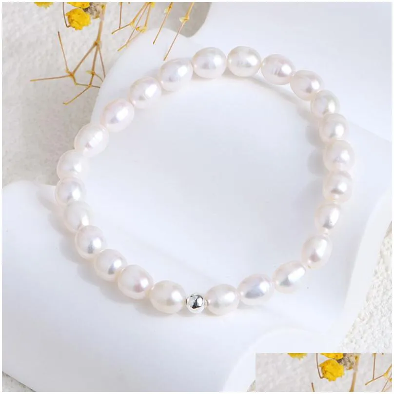 retro natural freshwater pearl bracelet for women fashion handmade jade pearl beaded stretch elastic bracelet