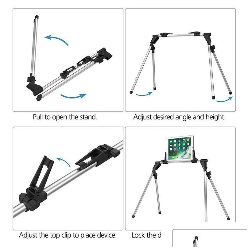 Stands Foldable Tablet Stand Phone Holder Lazy Bed Floor Desk Tripod top Mount for x 11 iPad 220401
