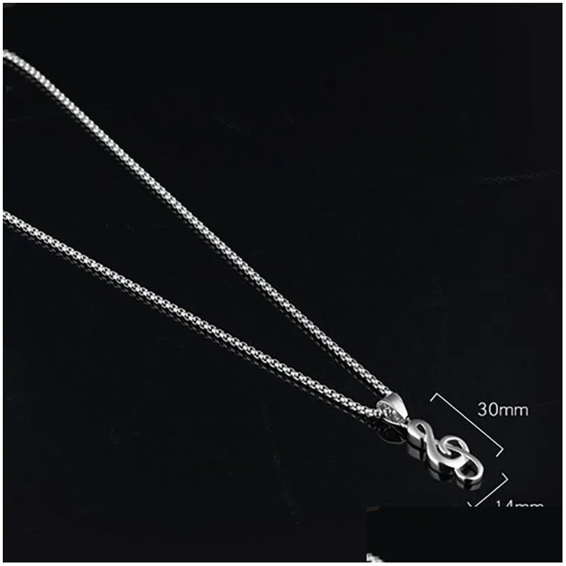 Pendant Necklaces Fashion Musical Note Necklace Pendant Stainless Steel 18K Gold Plated Music Symbol Necklaces For Men Women Hip Hop F Dhhky