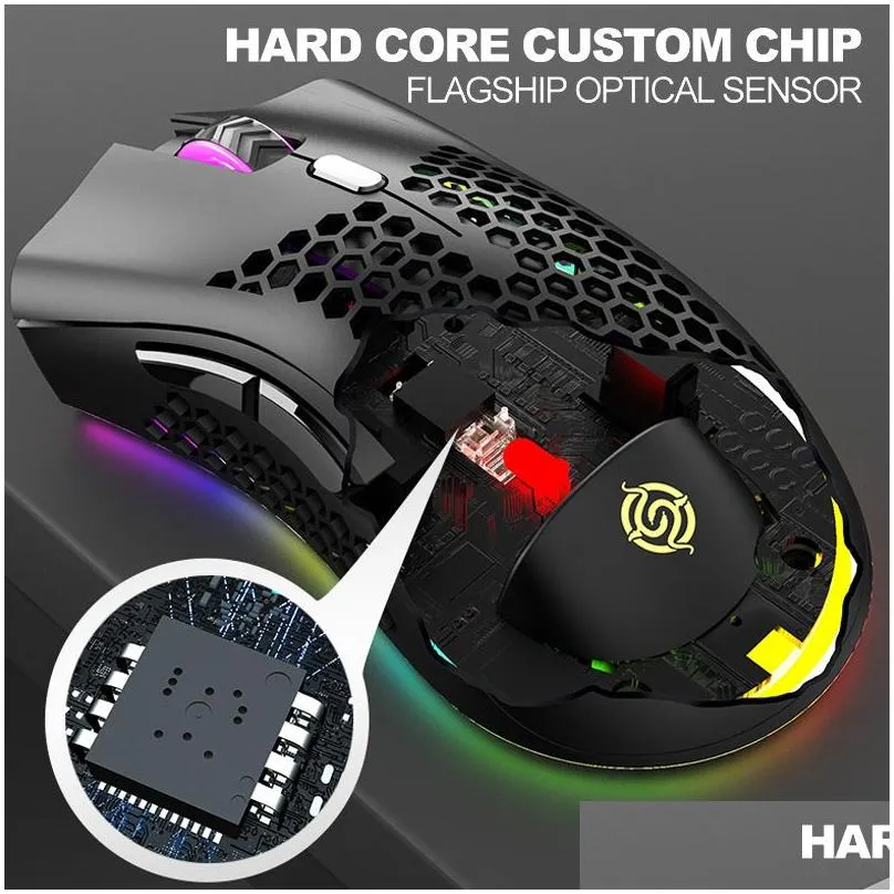 Mice Mice 2.4G Wireless Mouse RGB Light Honeycomb Gaming Mouse Rechargeable USB Desktop PC Computers Aouse Laptop Mice Gamer Cute