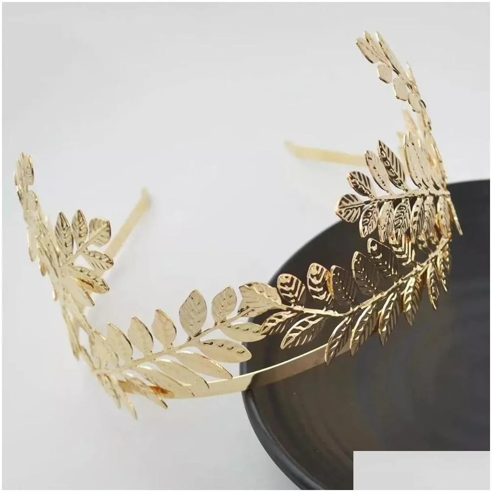 Headpieces Greek Goddess Hair Vine Tiara Bridal Olive Crown Baroque Headband Gold Leaf Branch Headpiece Fairy Wedding Jewelry Accessor Dhupy