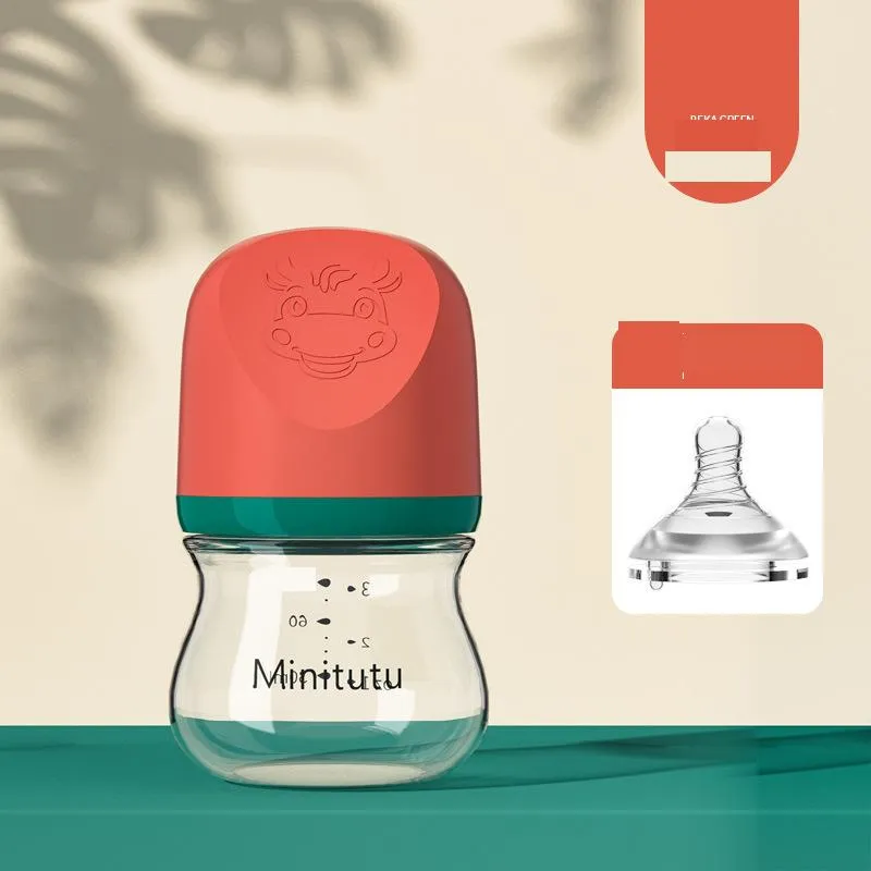 minitutu baby glass bottle wide diameter 80ml160ml baby wide mouth high borosilicate glass bottle