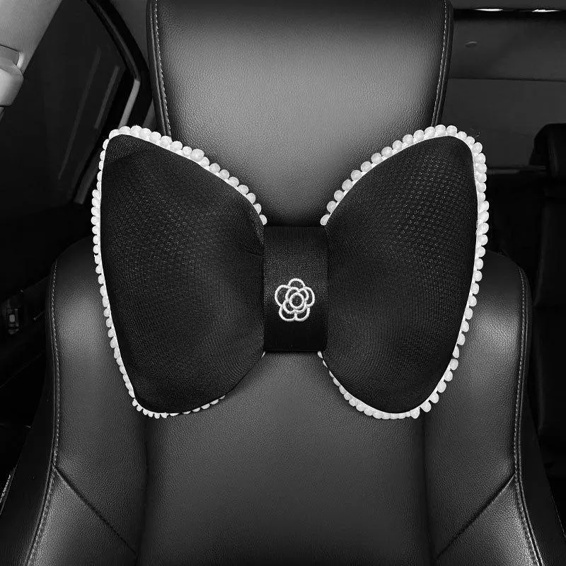 car interior temperament bow camellia headrest car decoration creative seat neck pillow lumbar support four seasons female