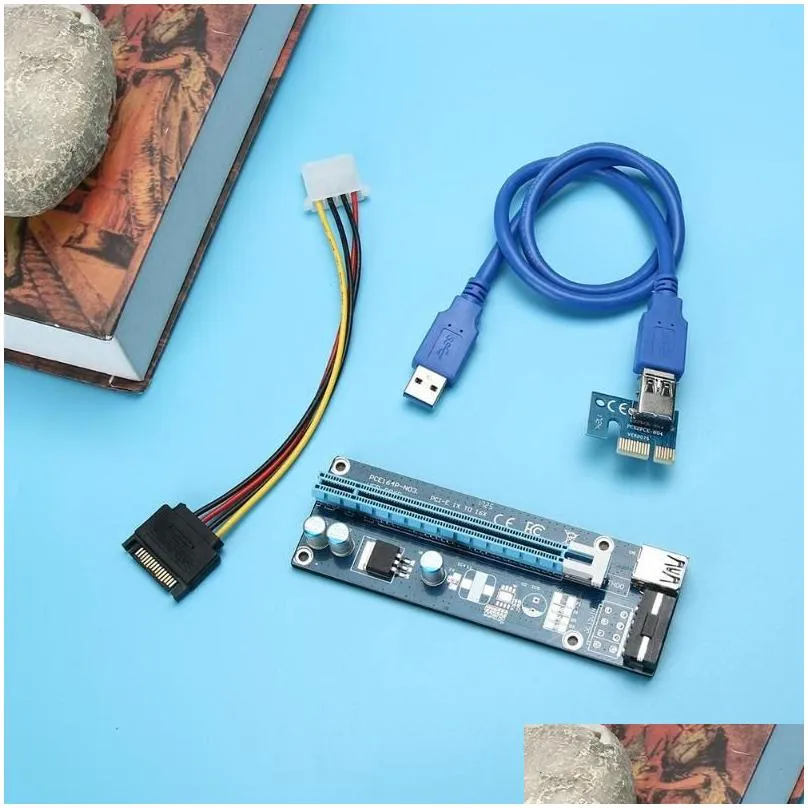 Connectors 30cm/60cm USB 3.0 PCIE Express Adapter Card For Bit Coin Mining Cord Wire 1x To16x Extender Riser SATA Power Raiser Cable