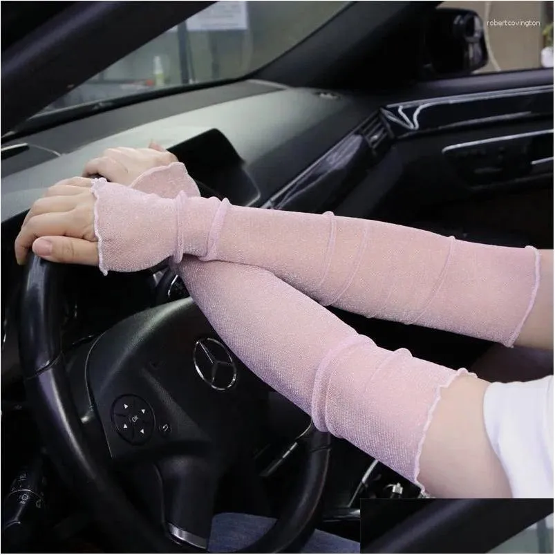 Knee Pads Ice Display Sleeves Sun Protection Women`s Gloves UV Lace Thin Silk Arm Protectors