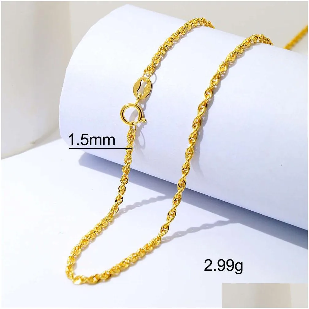 Gold Chain Designs for Ladies Au750 18carat 1.5mm Wholesale 18k Solid Gold Rope Chain for Necklace