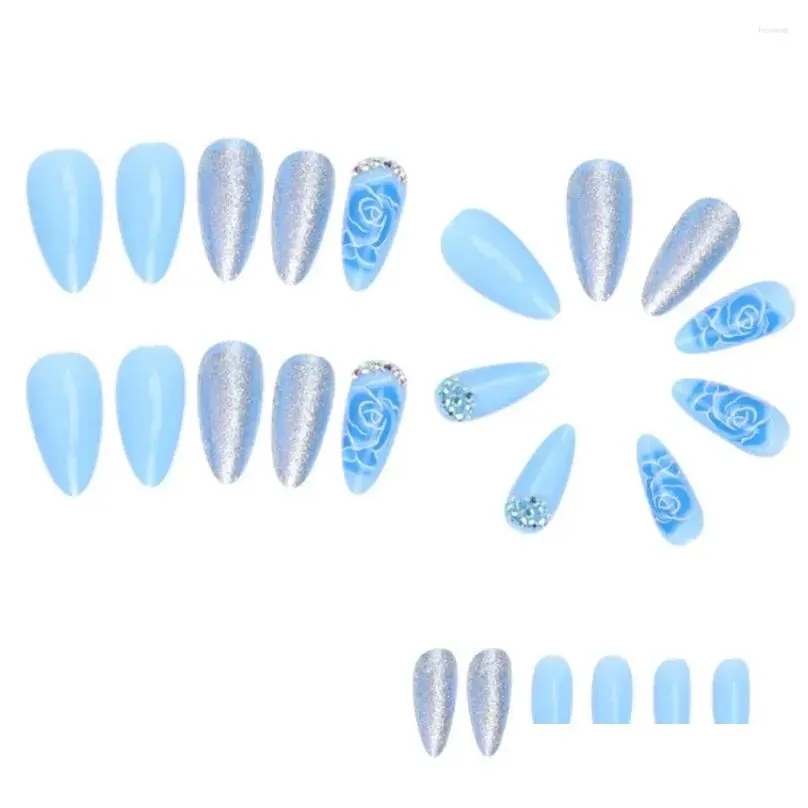 False Nails Wearable Manicure Almond Fake Detachable Sharp Head Full Cover Nail Long Length Tips Women