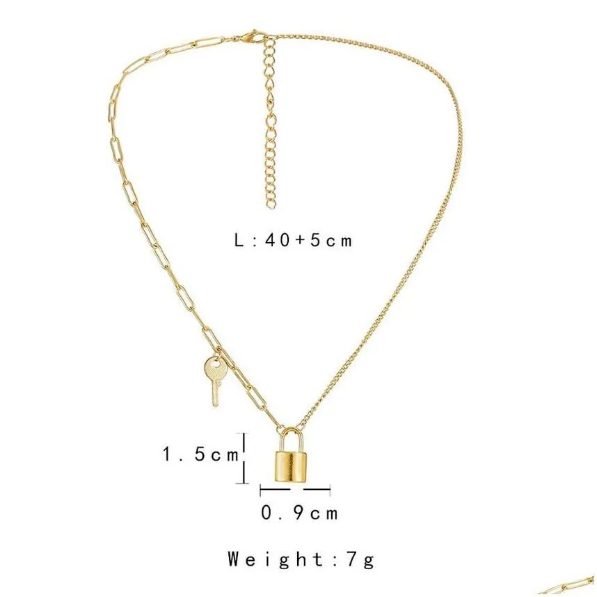 Pendant Necklaces Gold Chains Key Padlock Pendant Necklace Hip Hop Necklaces For Women Fashion Jewelry Gift Will And Drop Delivery Jew Dh8Ie