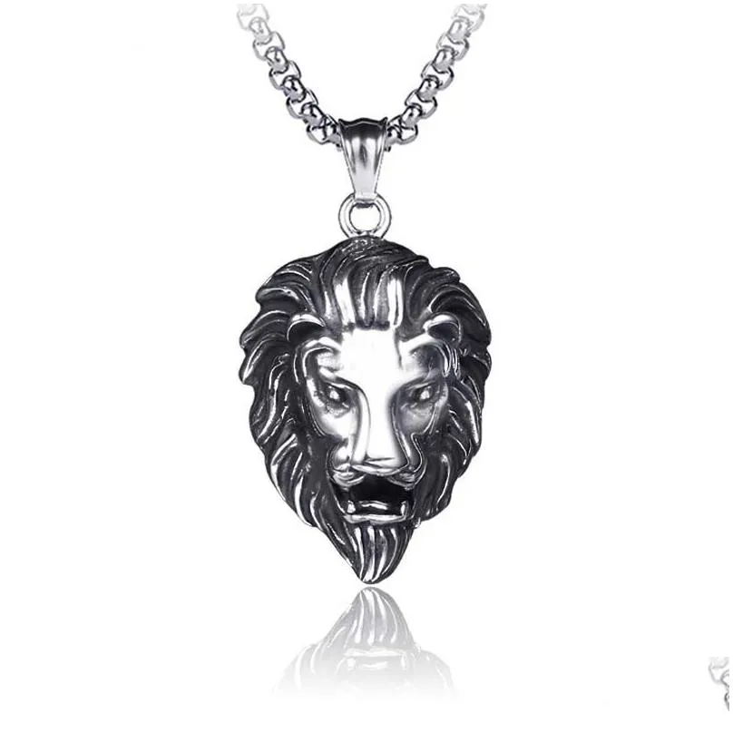 Pendant Necklaces Stereoscopic Celtic  Head Pendant Necklace Stainless Steel Chain Necklaces Women Man Hip Hop Fashion Fine Jewelr Dhtel