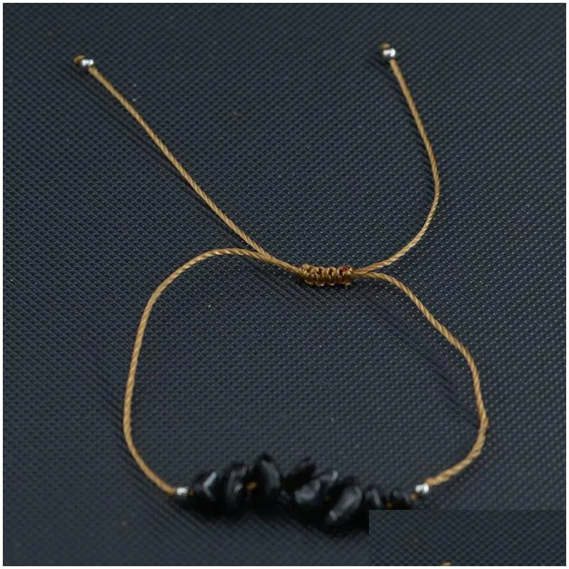 colorful chip stone bracelet strand crystal healing gemstone bracelets irregular chips braid adjustable beads reiki semi-precious stone