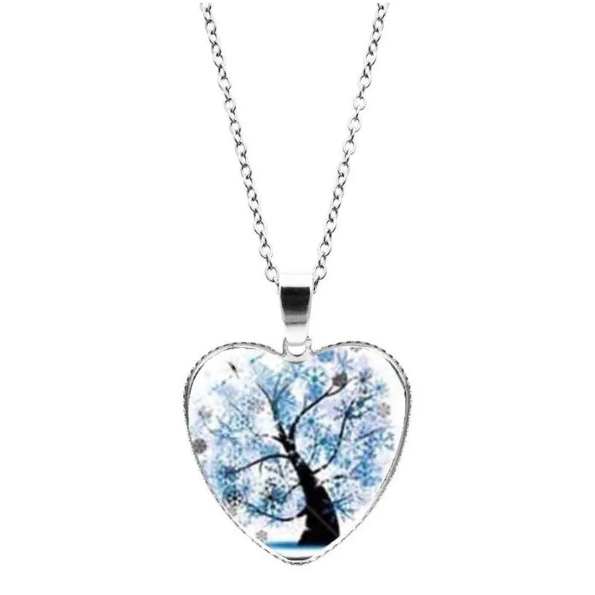 Pendant Necklaces Tree Of Life Necklace Colorf Heart Pendant Necklaces Chain Fashion Jewelry For Women Girls Gift Will And Drop Delive Dhbl7