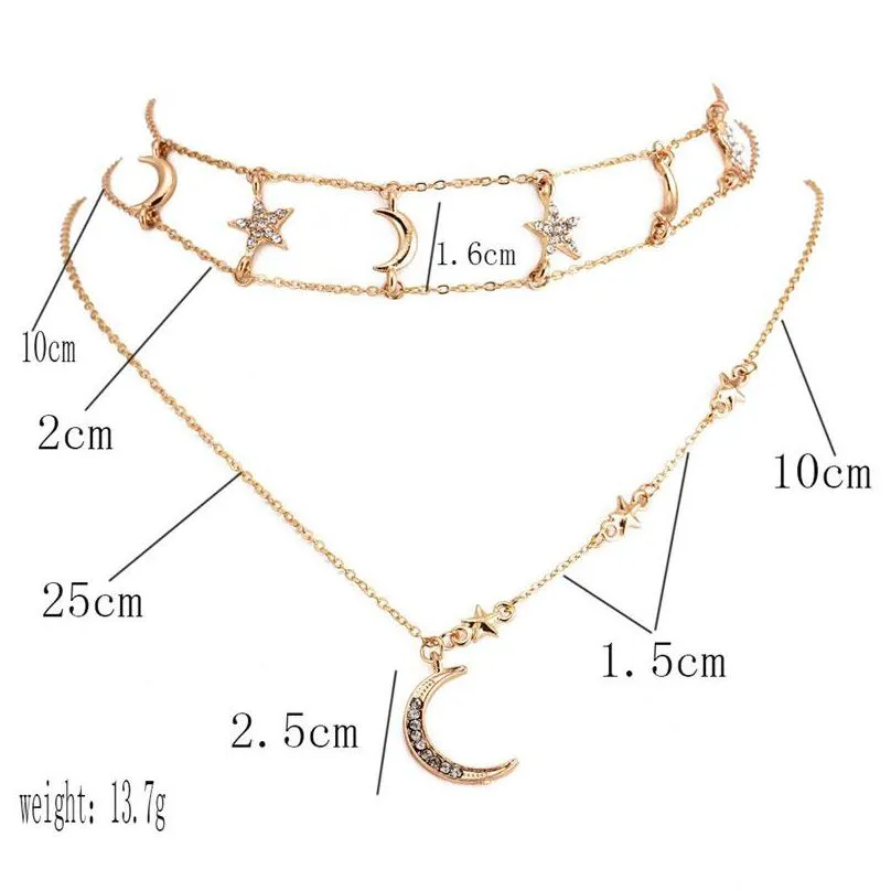 Pendant Necklaces Fashion Jewelry Diamond Five Star Moon Mit Layer Choker Necklaces For Drop Delivery Jewelry Necklaces Pendants Dhicw