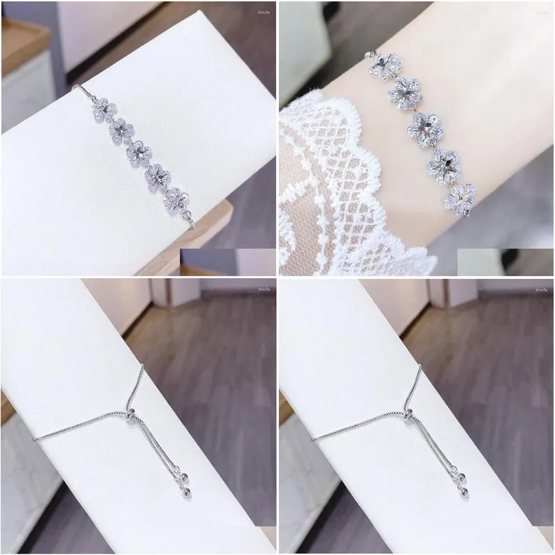 Charm Bracelets Zircon Inlaid Pull-out Adjustable Size Hand Jewelry Bracelet For Women