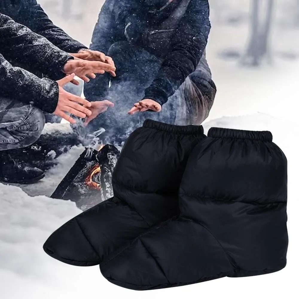 Winter Down Slippers Warm Bootie Shoes Keep Warm Lightweight Windproof Feet Cover Socks for Skiing Office Hiking Indoor Camping