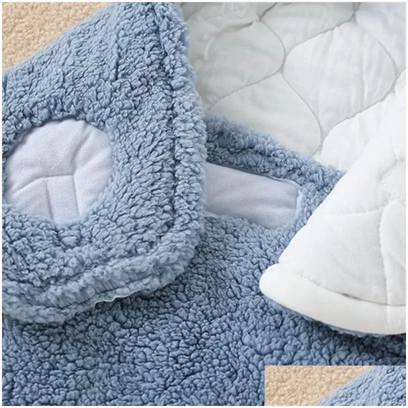 blankets ddling soft born baby sleeping bags with ears autumn winter thick wrap for babies warm sleep sack 0 6 month 231215