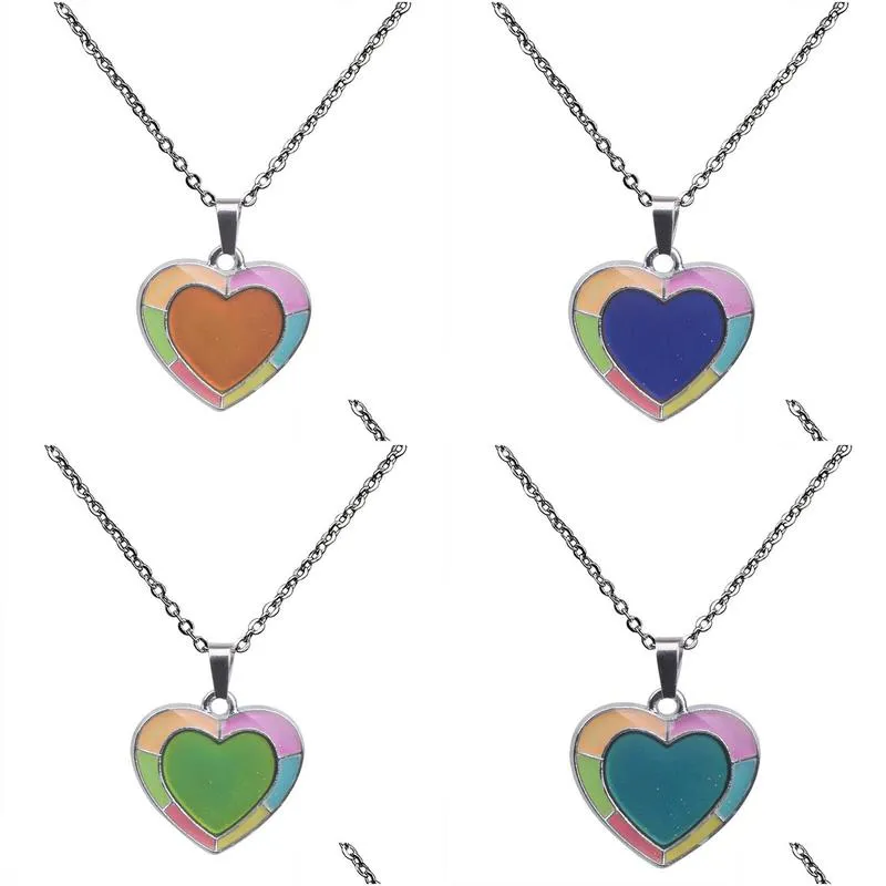 Pendant Necklaces Color Changing Temperature Sensing Necklace Mood Fashion Jewelry Will And Drop Delivery Jewelry Necklaces Pendants Dhntp