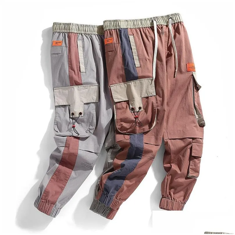 januarysnow brand designer streetwear casual pants men spring joggers men multi-pocket cotton ankle-length trousers men