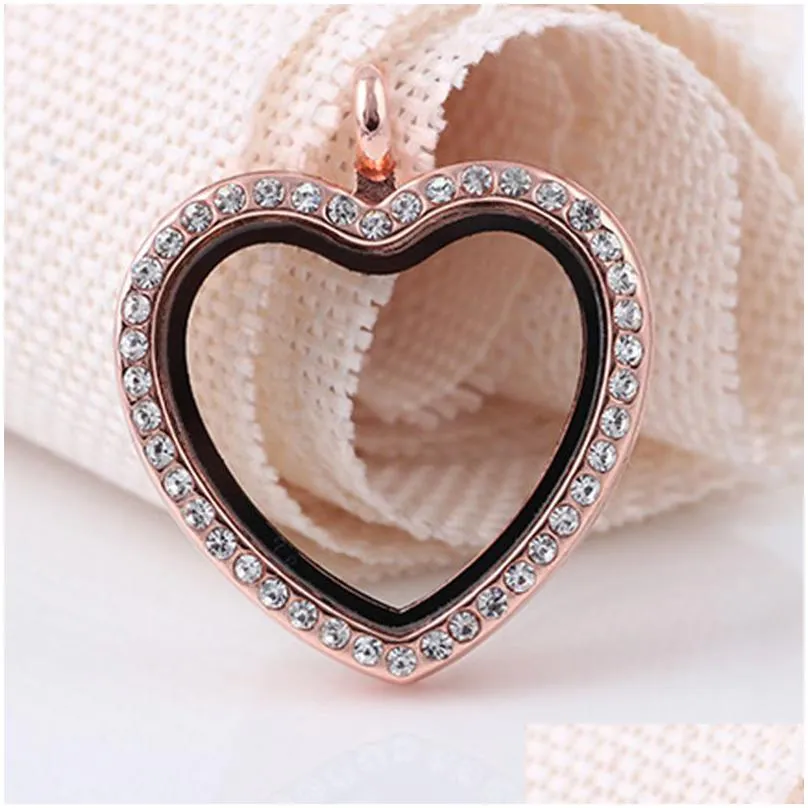 Lockets Cute Heart Magnetic Floating Locket Pendant Glass Living Memory Jewelry Necklace Diy Charm Hip Hop Drop Delivery Jewelry Neckl Dhy8O