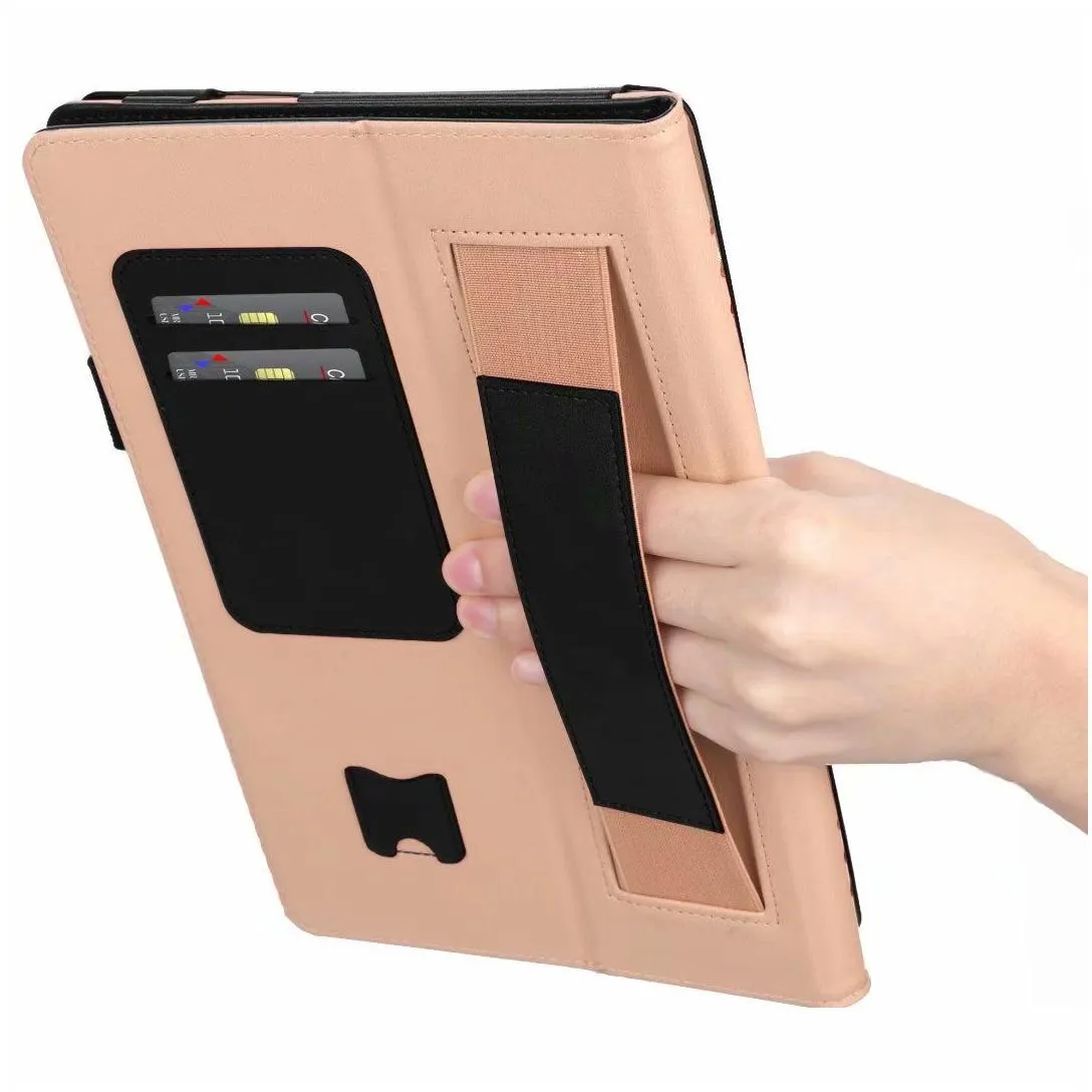 Bags Rotating Case Cover with Wallet Pocket with Hand Strap with Auto Sleep/Wake Function for iPad pro 11