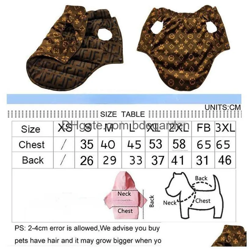 Designer Dog Clothes Windproof Cold Weather Apparel Printed Lettering Pet Jackets Puppy Coats Sweaters Winter Vest For Small Medium D Dha40