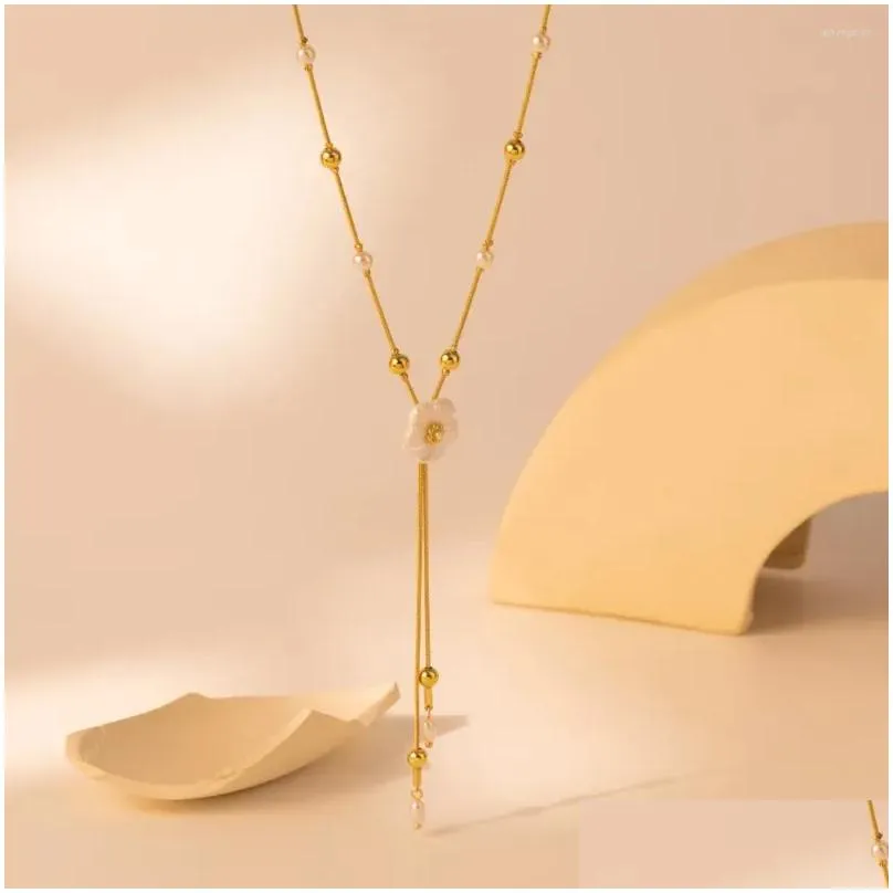 Pendant Necklaces Creative Flower Imitation Pearl Necklace For Women Fashion Versatile Ladies Birthday Gift Jewelry Wholesale Direct
