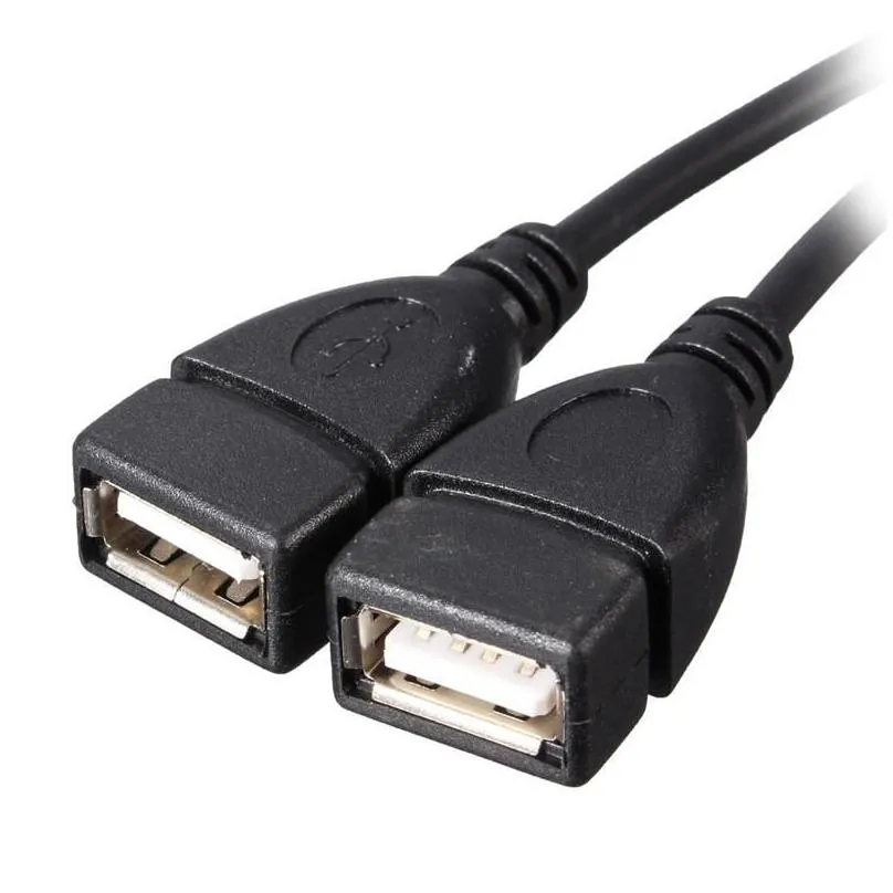 USB 2.0 A Male to 2 Dual USB Female Data Hub Power Adapter Y Splitter USB Charging Power Cable Cord Extension Cable