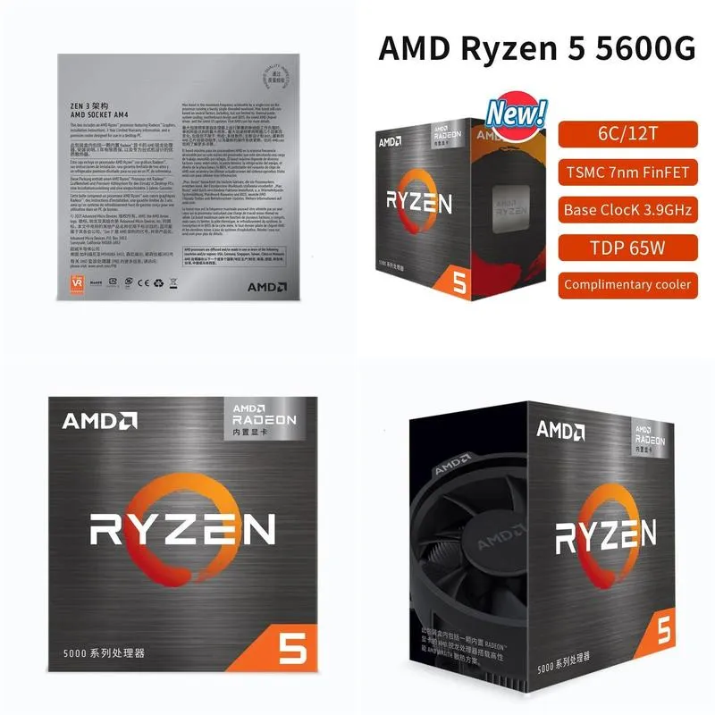 cpus ryzen 5 5600g r5 box cpu desktop processor socket am4 39ghz sixcore twelvethread 65w ddr4 231117