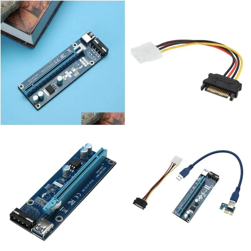 Connectors 30cm/60cm USB 3.0 PCIE Express Adapter Card For Bit Coin Mining Cord Wire 1x To16x Extender Riser SATA Power Raiser Cable