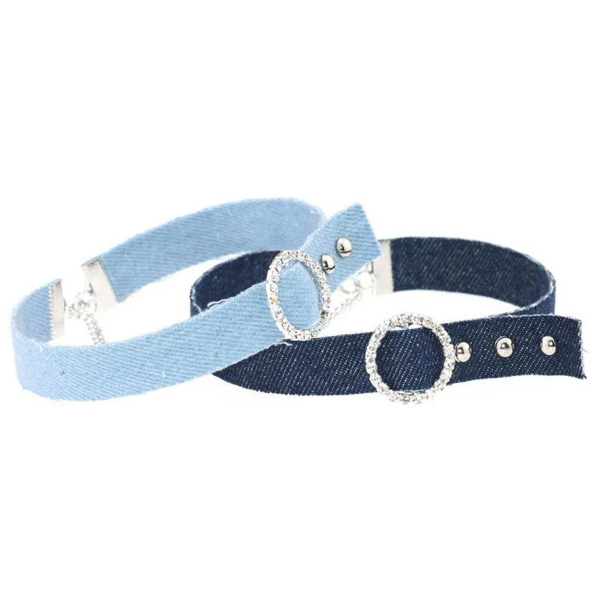 Chokers Crystal Belt Type Denim Chokders Necklace Women Cloth Necklet Necklaces Fashion Jewelry Will And Drop Delivery Jewelry Necklac Dhxdl