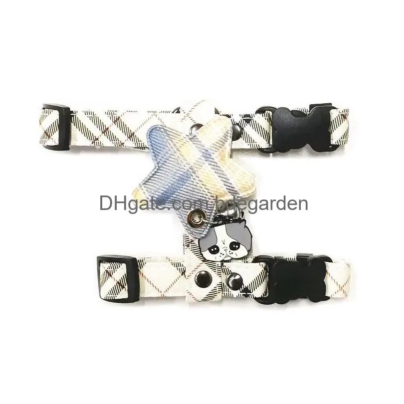 Luxury Dog Collars Leashes Set Designer Harnesses Plaid Pattern Pet Collar And Pets Chain For Small Large Dogs Chihuahua Poodle Corgi Dhaus