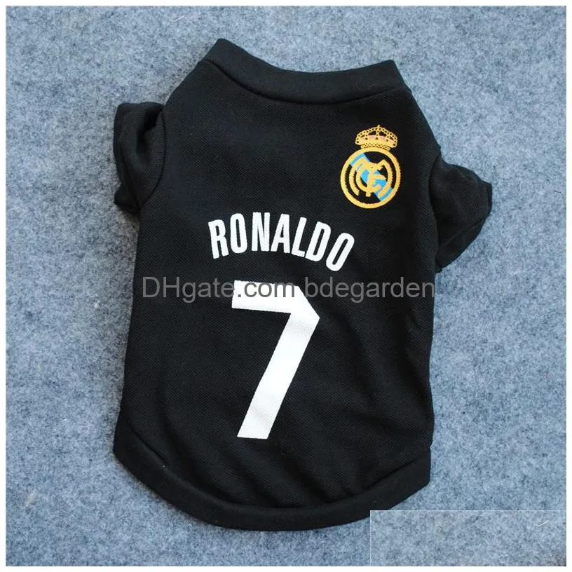 Sublimation Blanks Dog Apparel Spring Autumn Pet Dogs T-Shirt Black Portugal Football Shirt Team Ronaldo Drop Delivery Dh2Hx