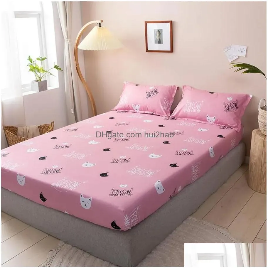 fashion design bed sheet trendy household mattress protector dust cover non-slip bedspread with pillowcase bedding top f0087 210319