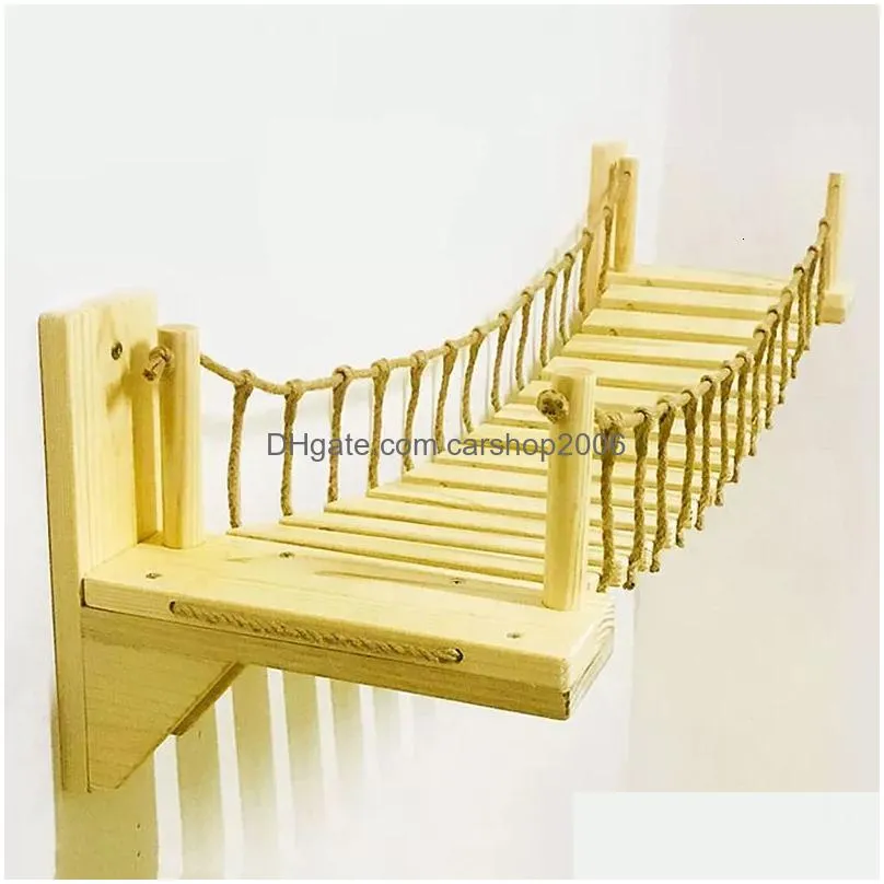 cat furniture scratchers 90cm bridge climbing frame wood pet tree house bed hammock sisal scratching post moun 230106