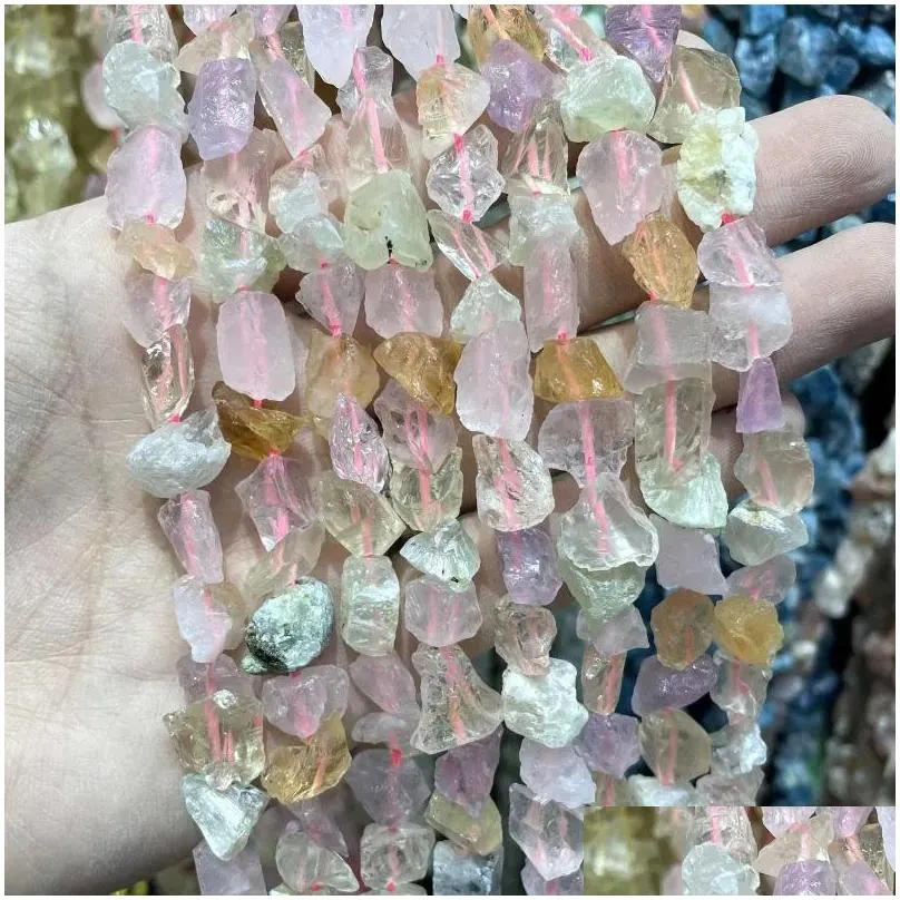 Other Natural Form Stone Rough Fluorit Amethysts Amazonite Lapis Lazi Smoky Crystal Net Mineral Beads Diy Bracelet Drop Delivery Dhlf2