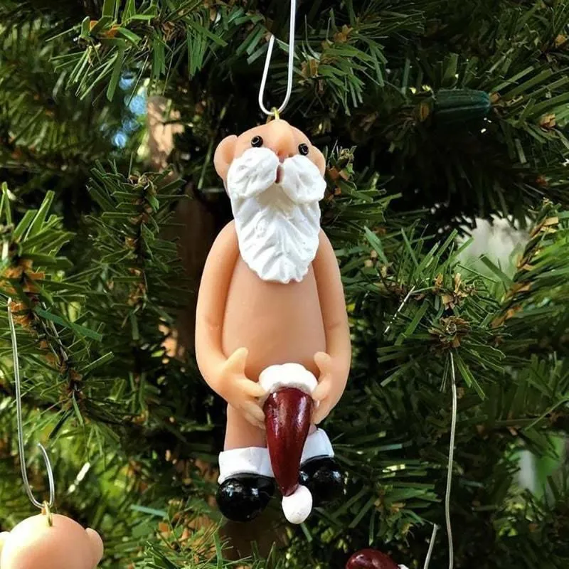 Christmas Decorations 24PCS Funny Naked Santa Claus Hanging Pendant MaleFemale Tree 2022 Year Resin Gifts Home Party