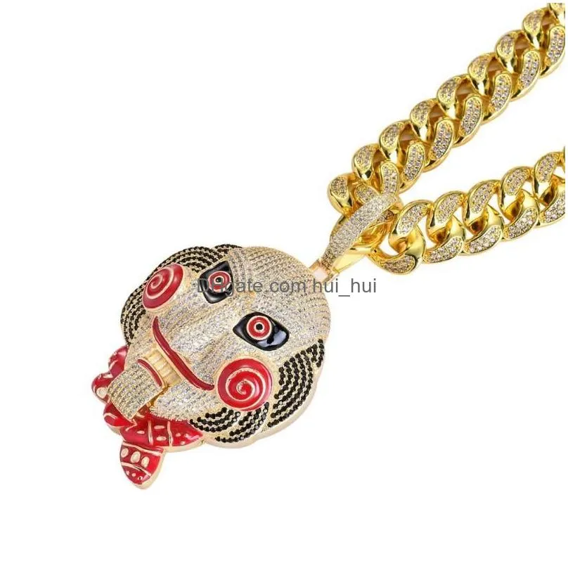 pendant necklaces 2021 statement chunky iced out big size bling 6ix9ine chain clown 69 tekashi69 necklace saw billy11365754
