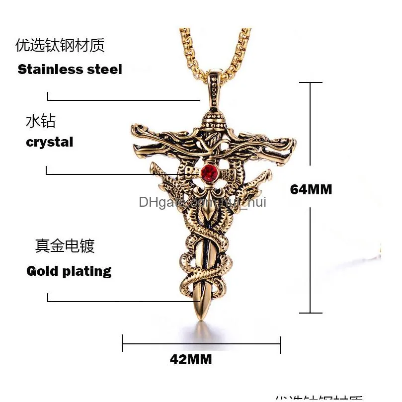 hip hop men necklace gold sliver iced out crystal  cuban cross rock pendant necklace set 2cm street dance king49245386371601