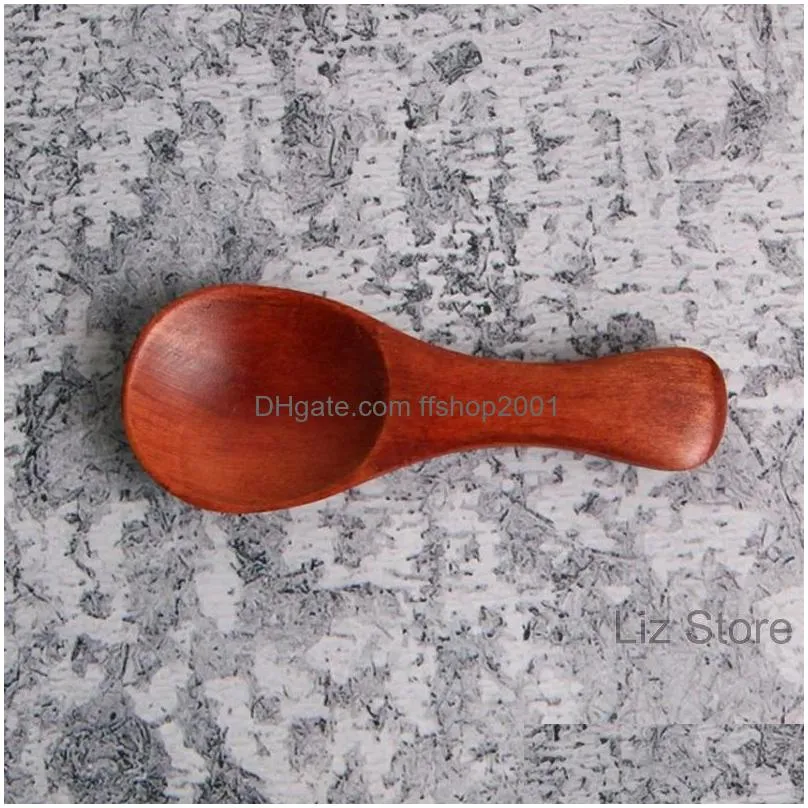 eco-friendly natural wooden spoon short handle milk honey spoons coffee tea scoop ice cream fruit scoops kitchen baby dinnerware