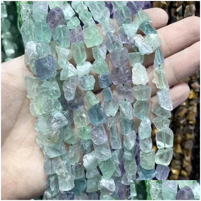 Other Natural Form Stone Rough Fluorit Amethysts Amazonite Lapis Lazi Smoky Crystal Net Mineral Beads Diy Bracelet Drop Delivery Dhlf2