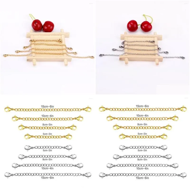 Chains Luxukisskids Wholesale 8Pcs/Lot 316L Plating Extended Chain Necklace Stainless Steel Rolo Gold Color 2 3 4 6 Inch Drop Deliver Dh2Tp