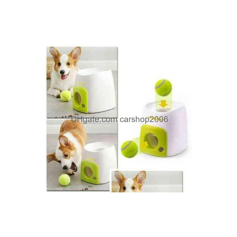 dog tennis ball thrower pet chewing toys automatic throw machine food reward teeth chew launcher play toy 211111