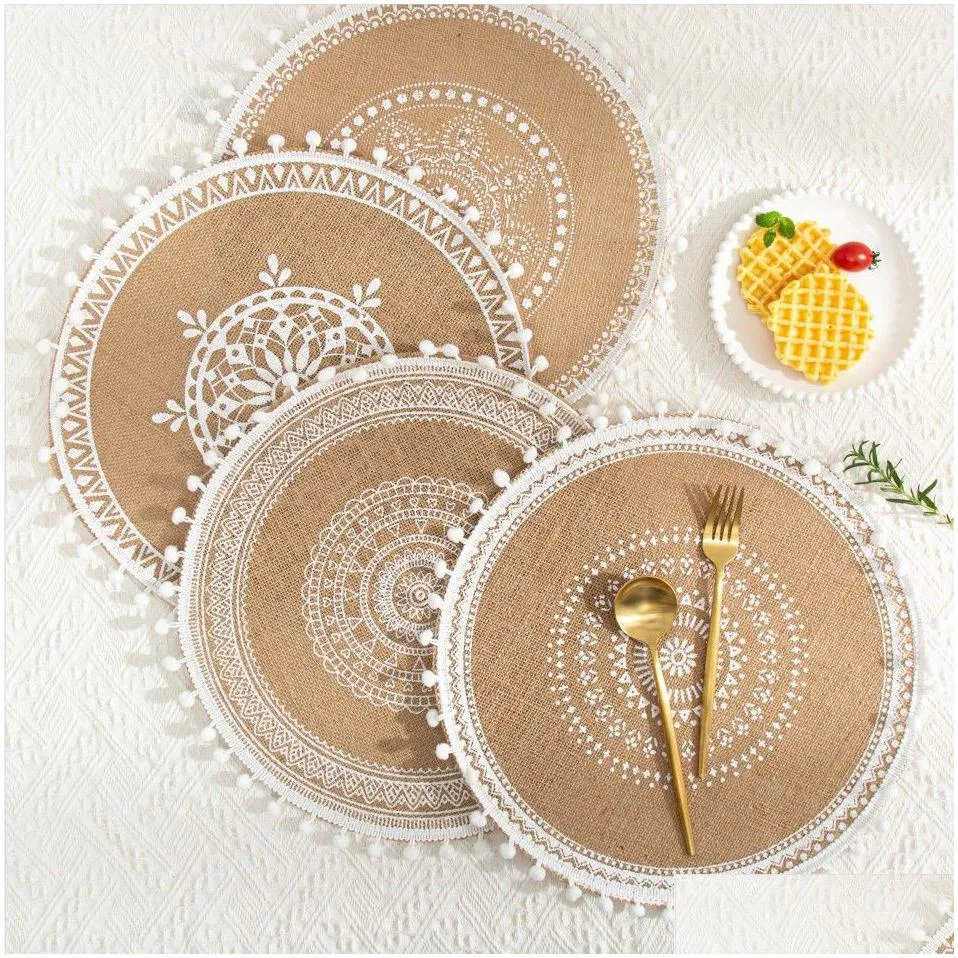 mats home creative cotton braid coaster handmade macrame cup cushion bohemia style non-slip cup mat