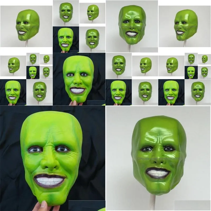 the jim carrey movies mask cosplay green mask costume adult fancy dress face halloween masquerade party cosplay mask y200103